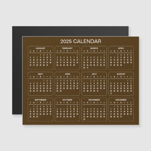 Eenvoudige maar elegante 2025 kalender | Magnetisc (Voorkant / Achterkant)