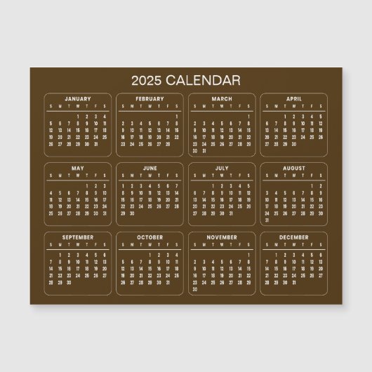 Eenvoudige maar elegante 2025 kalender | Magnetisc (Voorkant)