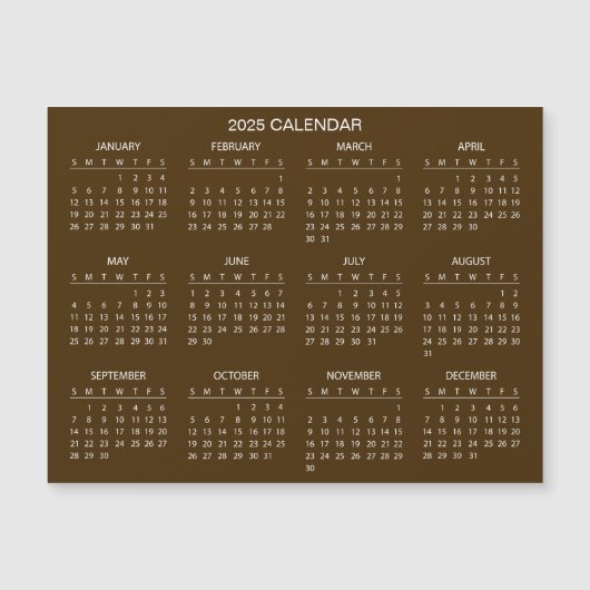 Eenvoudige maar elegante 2025 kalender | Magnetisc (Voorkant)