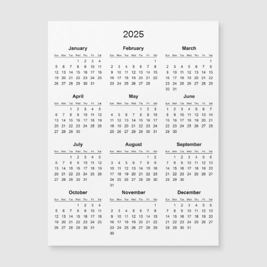 Eenvoudige maar elegante 2025 kalender | Magnetisc (Voorkant)