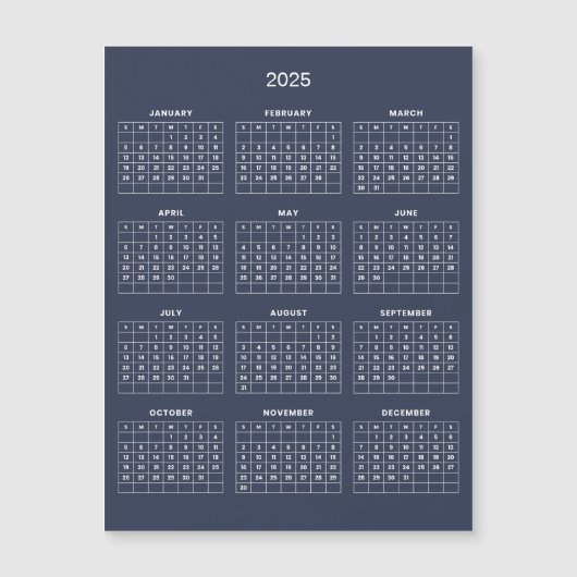 Eenvoudige maar elegante 2025 kalender | Magnetisc (Voorkant)