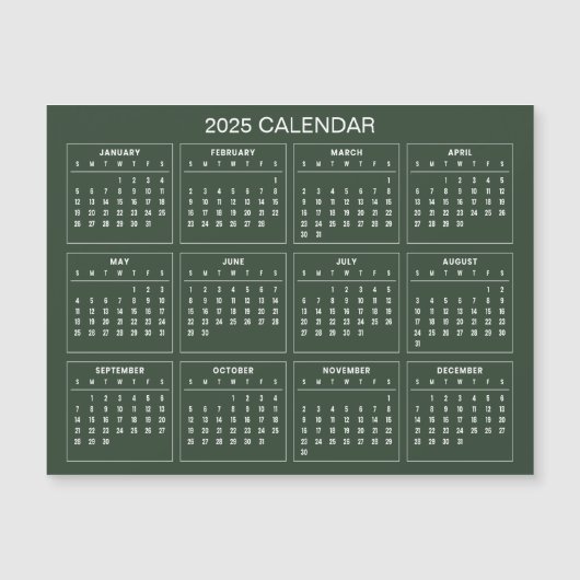 Eenvoudige maar elegante 2025 kalender | Magnetisc (Voorkant)