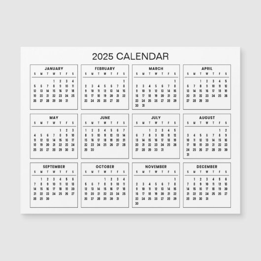 Eenvoudige maar elegante 2025 kalender | Magnetisc (Voorkant)
