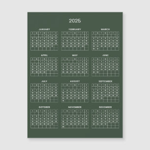 Eenvoudige maar elegante 2025 kalender Magnetisc