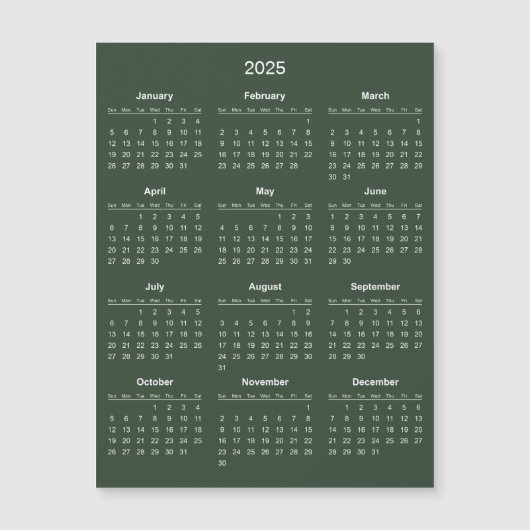 Eenvoudige maar elegante 2025 kalender | Magnetisc (Voorkant)