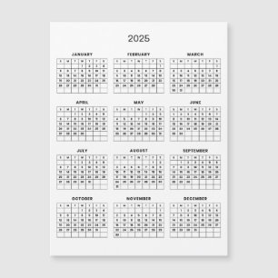 Eenvoudige maar elegante 2025 kalender Magnetisc