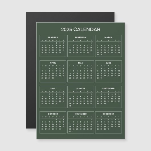 Eenvoudige maar elegante 2025 kalender | Magnetisc (Voorkant / Achterkant)