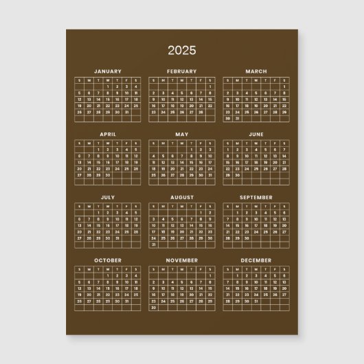 Eenvoudige maar elegante 2025 kalender | Magnetisc (Voorkant)