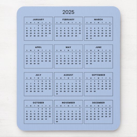 Eenvoudige maar elegante 2025 kalender | Muismat (Voorkant)