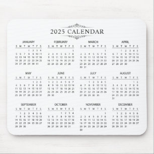 Eenvoudige maar elegante 2025 kalender   Muismat