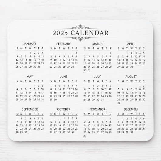 Eenvoudige maar elegante 2025 kalender | Muismat (Voorkant)