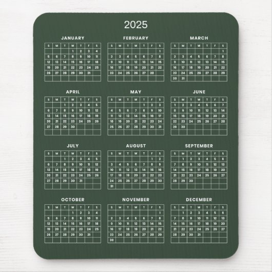 Eenvoudige maar elegante 2025 kalender | Muismat (Voorkant)