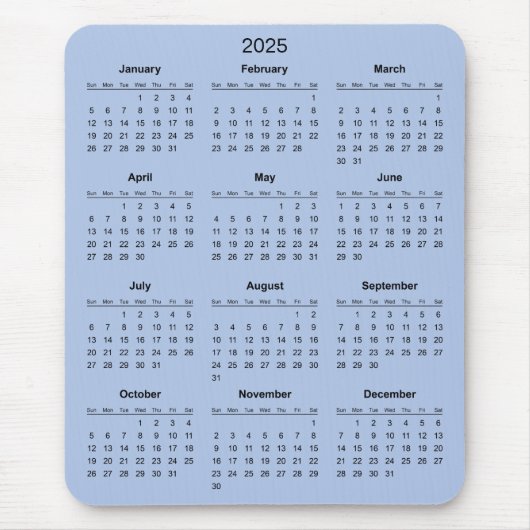 Eenvoudige maar elegante 2025 kalender | Muismat (Voorkant)