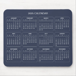 Eenvoudige maar elegante 2025 kalender   Muismat