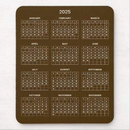 Eenvoudige maar elegante 2025 kalender | Muismat