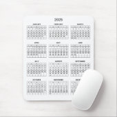 Eenvoudige maar elegante 2025 kalender | Muismat (Met muis)