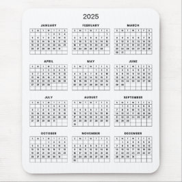 Eenvoudige maar elegante 2025 kalender | Muismat