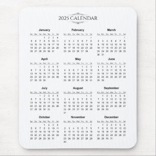 Eenvoudige maar elegante 2025 kalender   Muismat