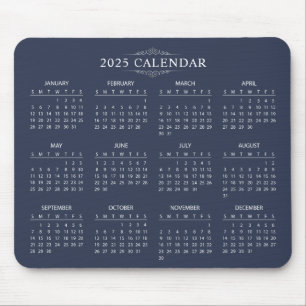 Eenvoudige maar elegante 2025 kalender   Muismat