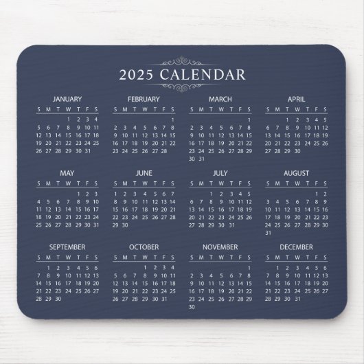 Eenvoudige maar elegante 2025 kalender | Muismat (Voorkant)