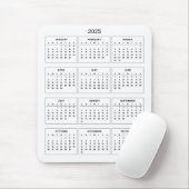 Eenvoudige maar elegante 2025 kalender | Muismat (Met muis)