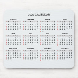 Eenvoudige maar elegante 2025 kalender | Muismat