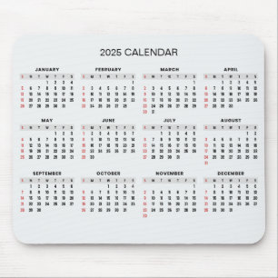 Eenvoudige maar elegante 2025 kalender   Muismat