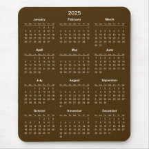 Eenvoudige maar elegante 2025 kalender | Muismat