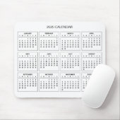 Eenvoudige maar elegante 2025 kalender | Muismat (Met muis)
