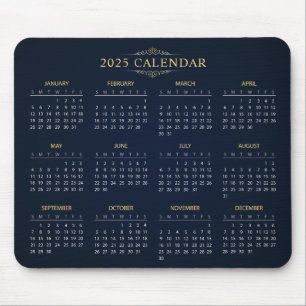 Eenvoudige maar elegante 2025 kalender   Muismat