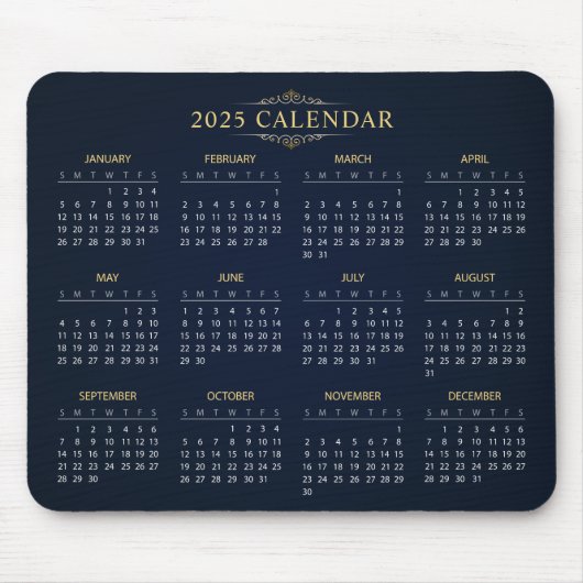 Eenvoudige maar elegante 2025 kalender | Muismat (Voorkant)