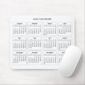 Eenvoudige maar elegante 2025 kalender | Muismat (Met muis)