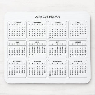 Eenvoudige maar elegante 2025 kalender   Muismat