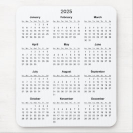 Eenvoudige maar elegante 2025 kalender | Muismat