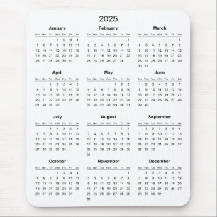 Eenvoudige maar elegante 2025 kalender   Muismat