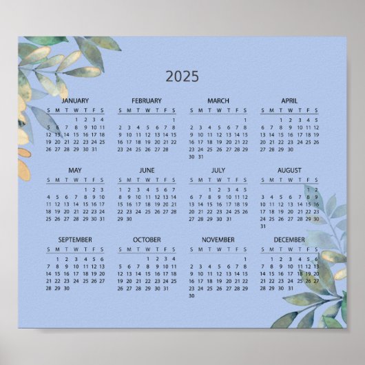Eenvoudige maar elegante 2025 kalender | Poster (Voorkant)