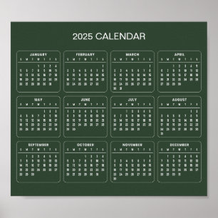 Eenvoudige maar elegante 2025 kalender Poster