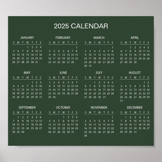 Eenvoudige maar elegante 2025 kalender | Poster (Voorkant)
