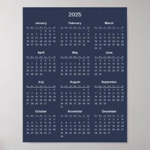 Eenvoudige maar elegante 2025 kalender   poster