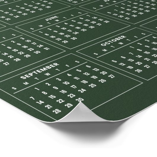 Eenvoudige maar elegante 2025 kalender | Poster (Hoek)