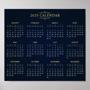 Eenvoudige maar elegante 2025 kalender   Poster