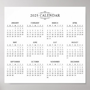 Eenvoudige maar elegante 2025 kalender   Poster
