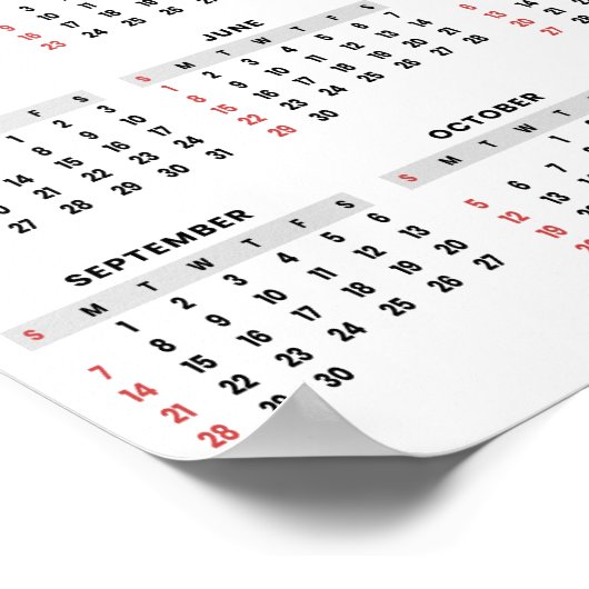 Eenvoudige maar elegante 2025 kalender | Poster (Hoek)