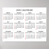 Eenvoudige maar elegante 2025 kalender | Poster (Voorkant)