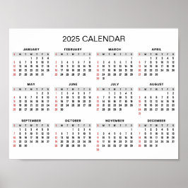 Eenvoudige maar elegante 2025 kalender | Poster
