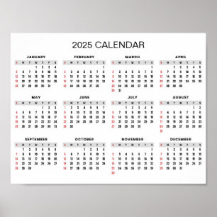 Eenvoudige maar elegante 2025 kalender   Poster