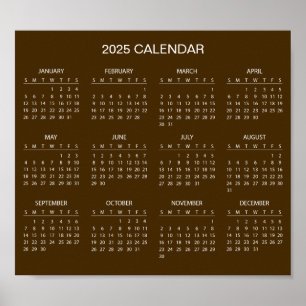 Eenvoudige maar elegante 2025 kalender Poster