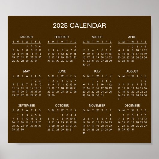 Eenvoudige maar elegante 2025 kalender | Poster (Voorkant)