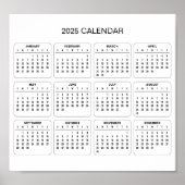 Eenvoudige maar elegante 2025 kalender | Poster (Voorkant)