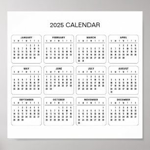 Eenvoudige maar elegante 2025 kalender Poster